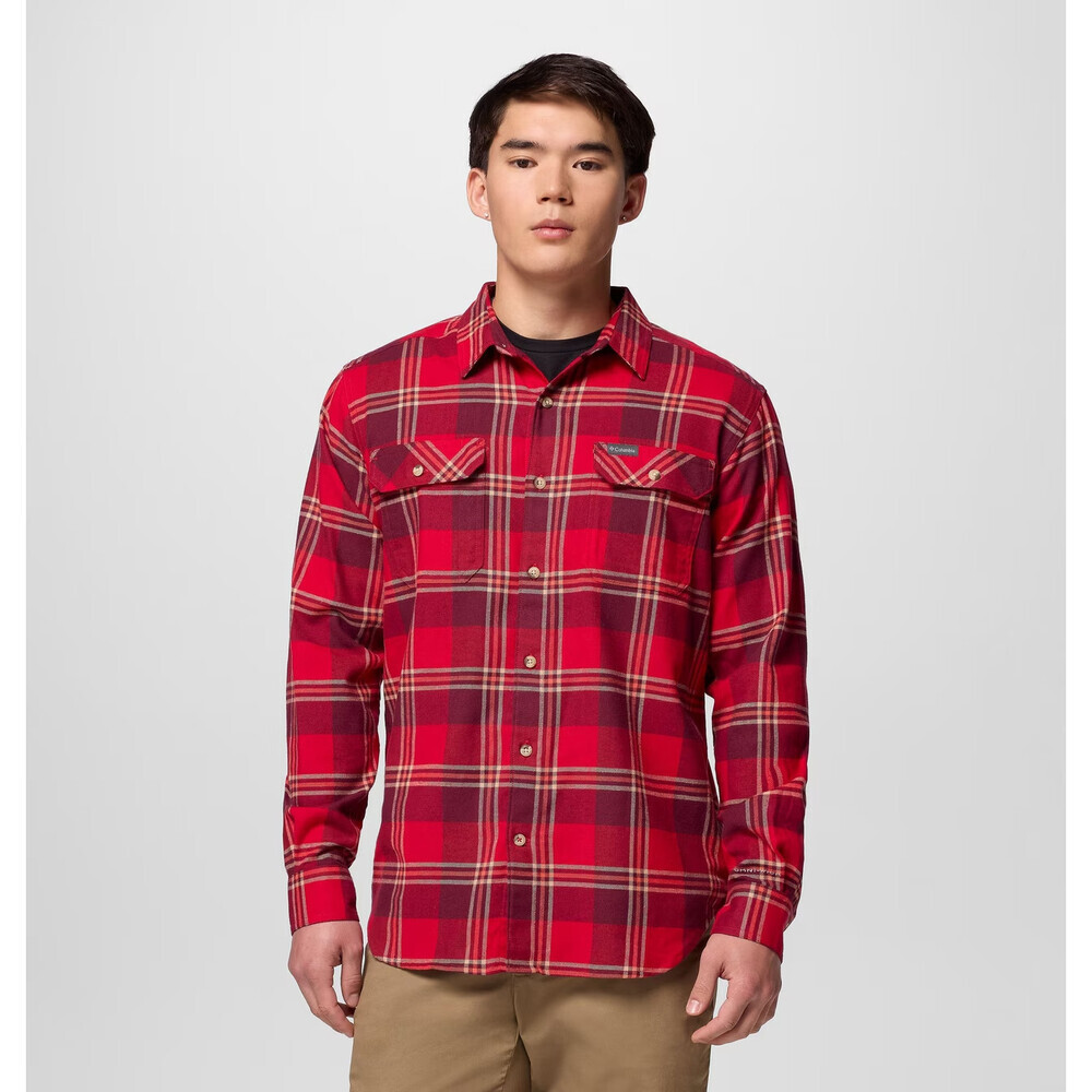 Columbia Flare Gun Shirt Men's Red Plaid Flannel Button Front Collared JAX271